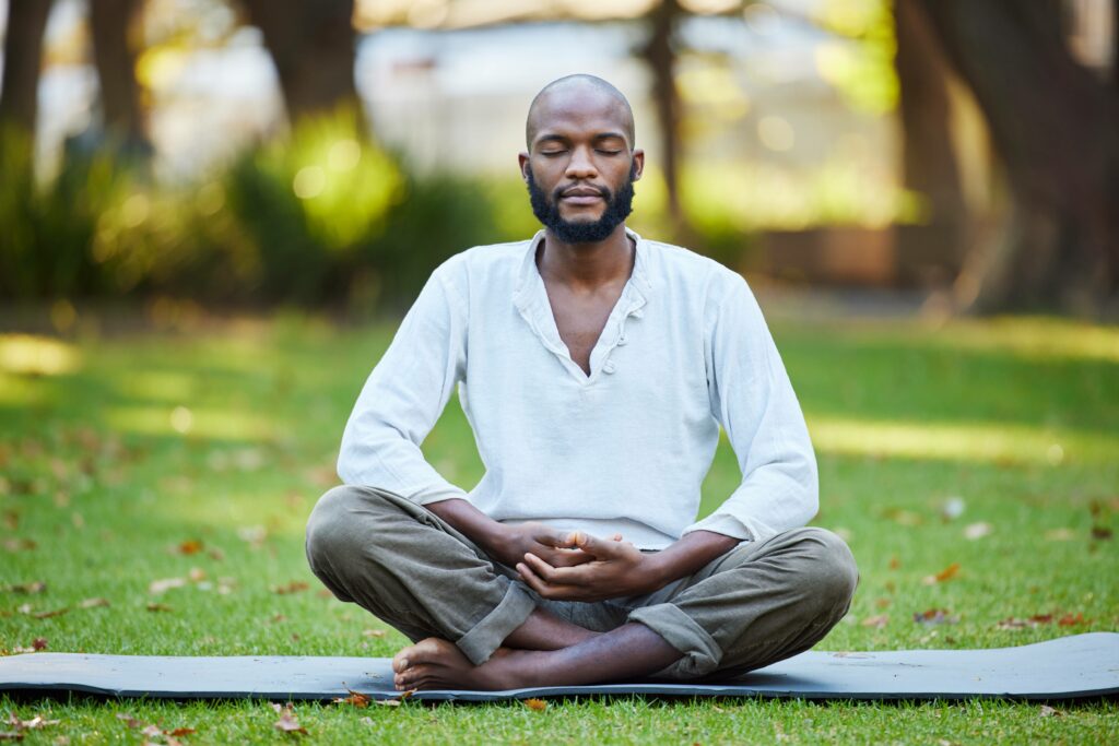 A man meditates